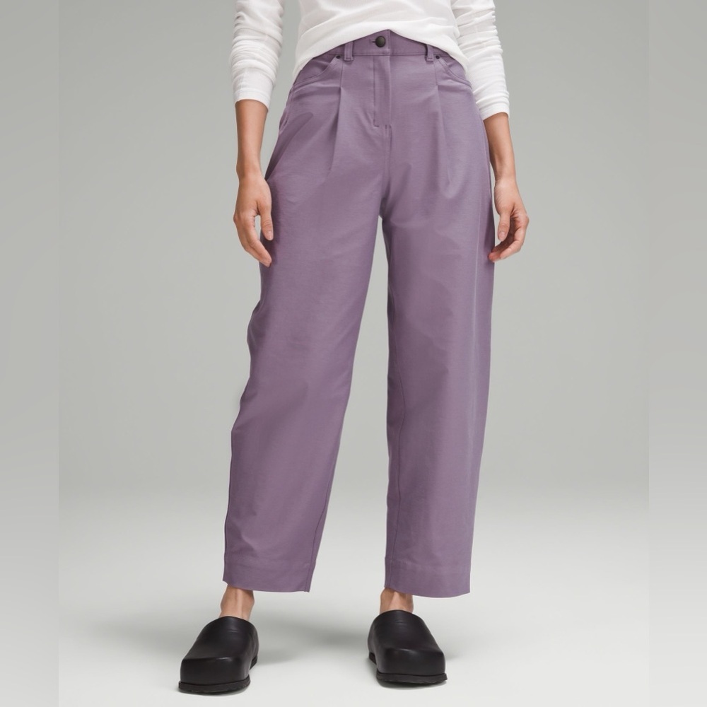 Lululemon City Sleek Mid Rise Barrel Leg Pant Utilitch *Asia Fit* Purple Sz 26